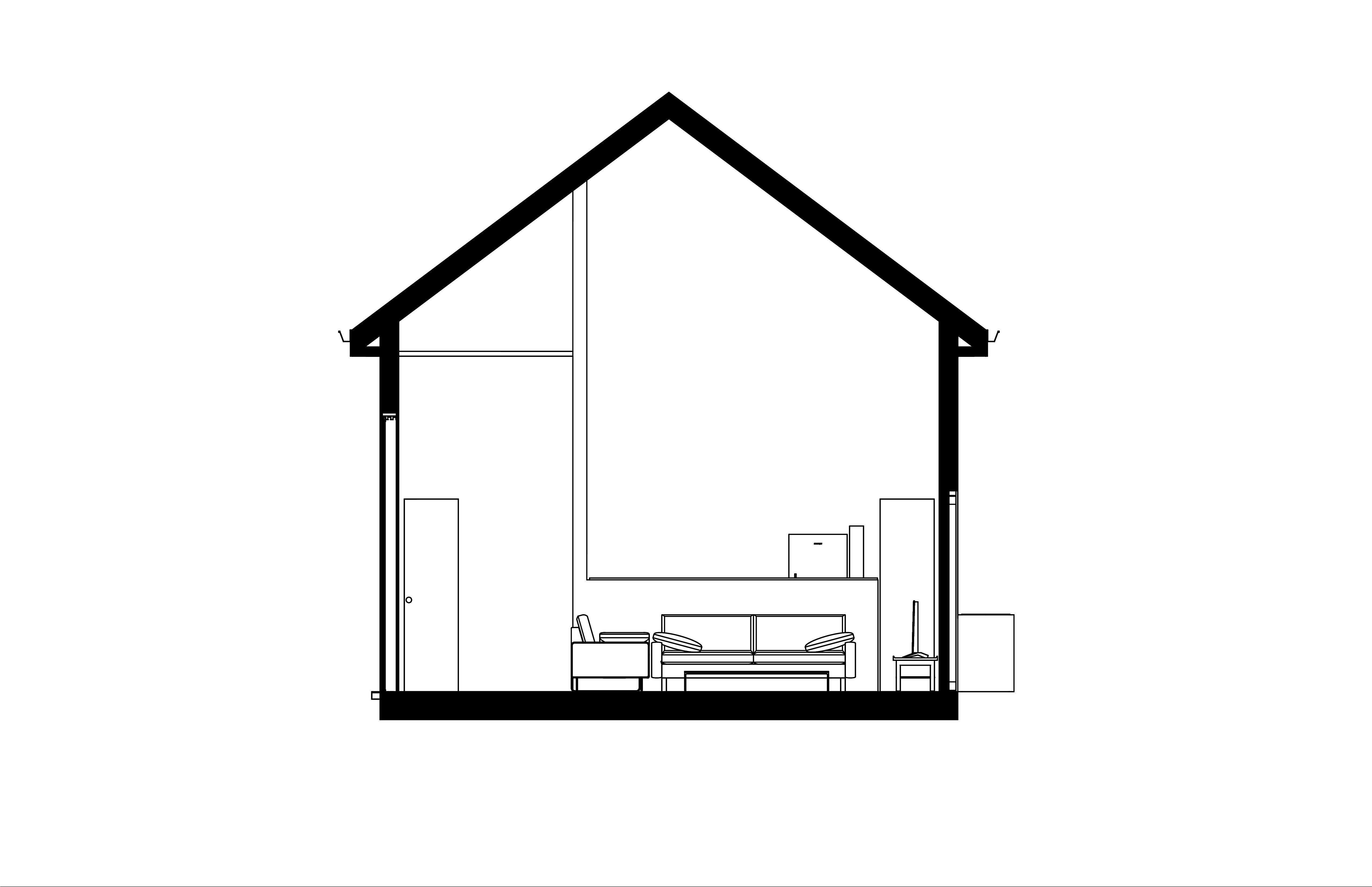 Building section through the gable