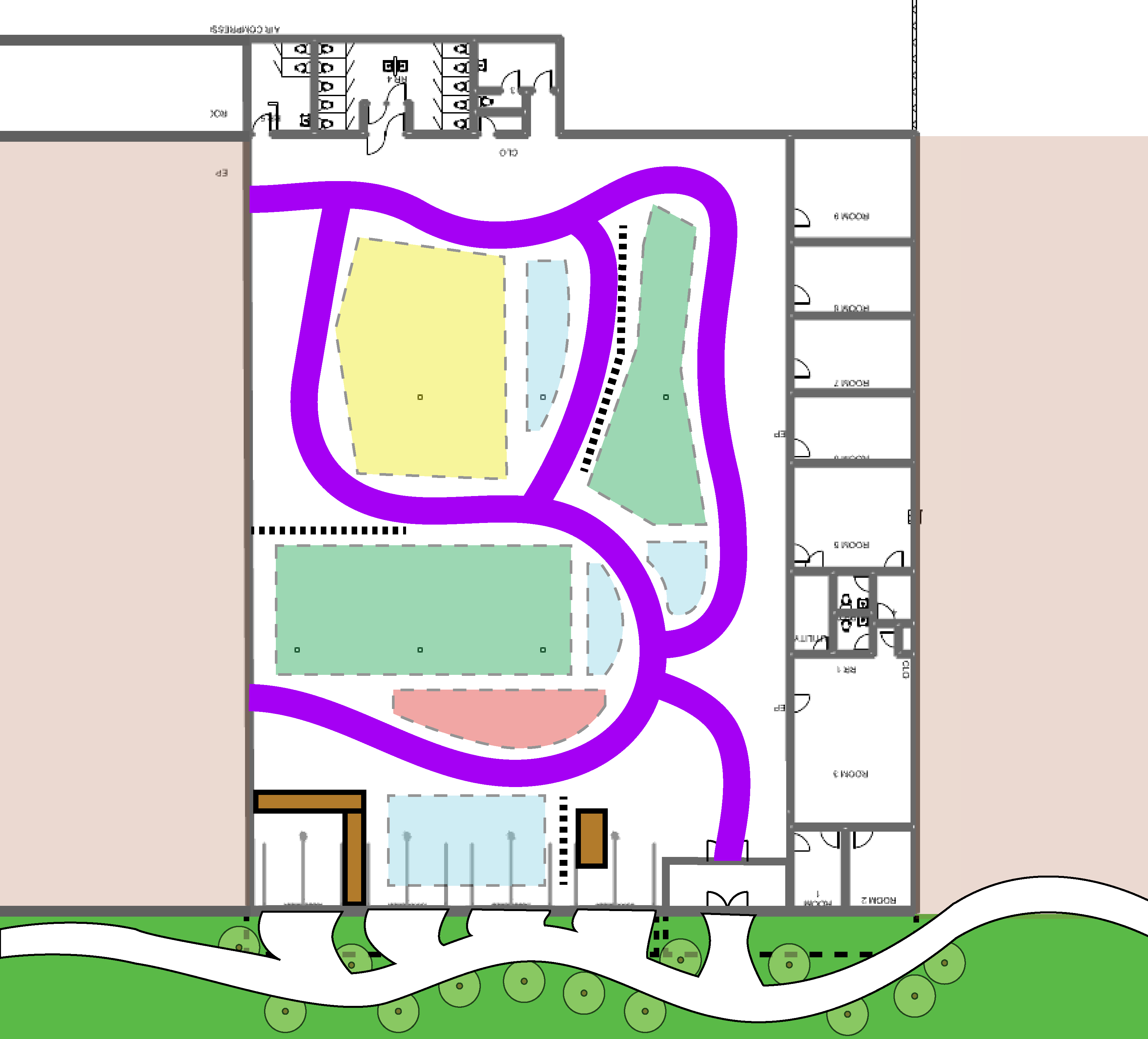 Site plan — landscape and pod siting study