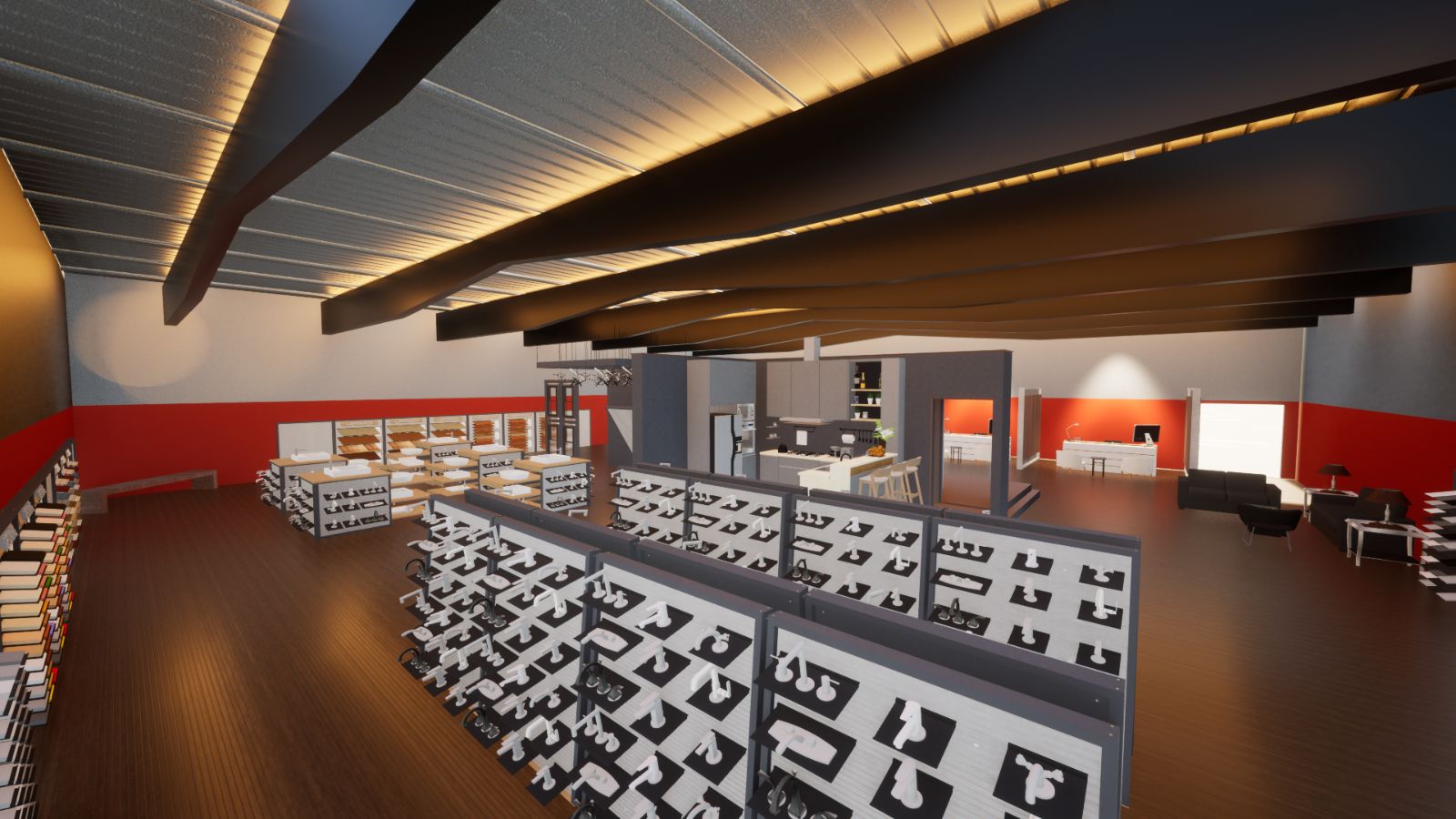 Large showroom interior render