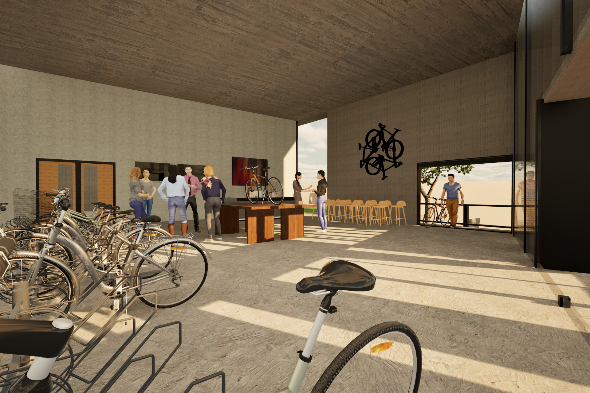 Class in the bike hub shop
